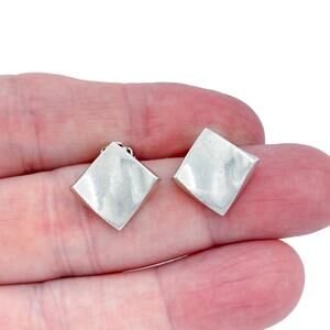 Vintage Sterling Silver 925 Square Clip On Earrings